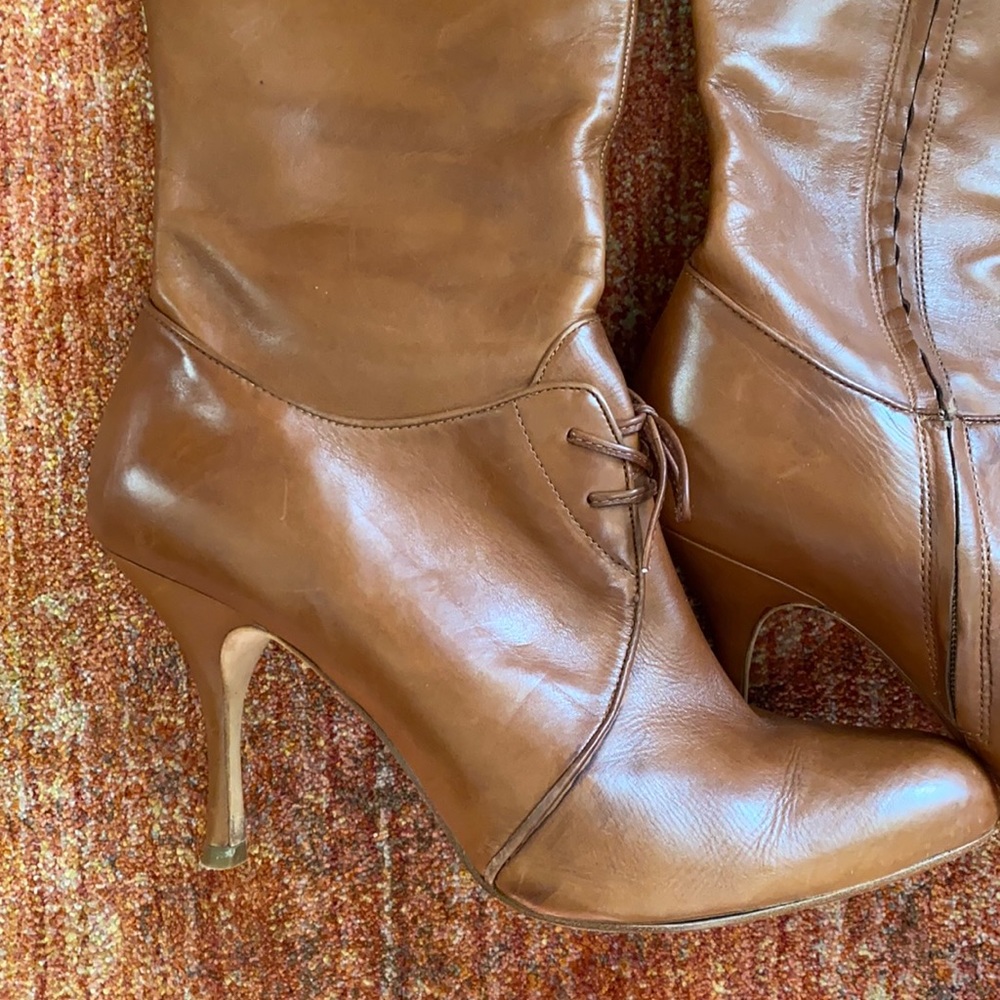 Maxstudio Tall Brown Leather Boots 9 1/2M EUC